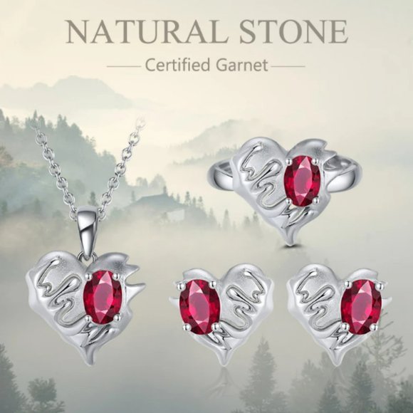 Jewellery Necklace and Ring with Rare Earth Stone and Precious Metal - Picture 4 of 4